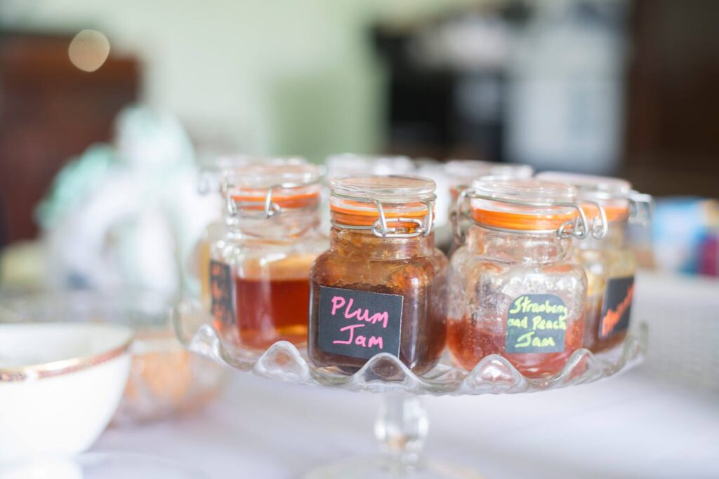 Home made jams and chutneys made with garden produce
