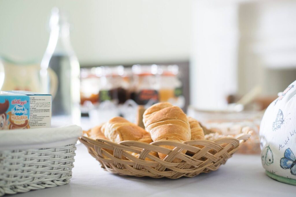 Toast made with homemade bread and warm criossant