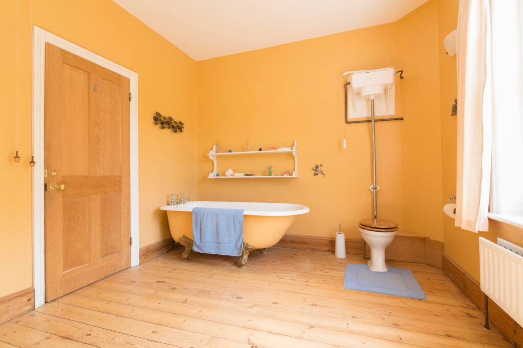 Luxurious rolltop bath to relax in